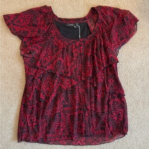 Apt. 9 Women's Red and Black Patterned Blouse